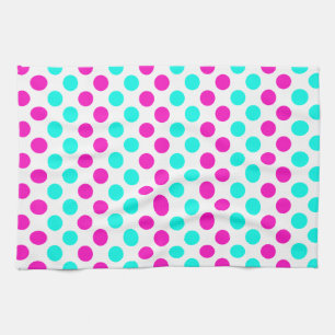 Pink and Blue Polka Dots Tea Towel