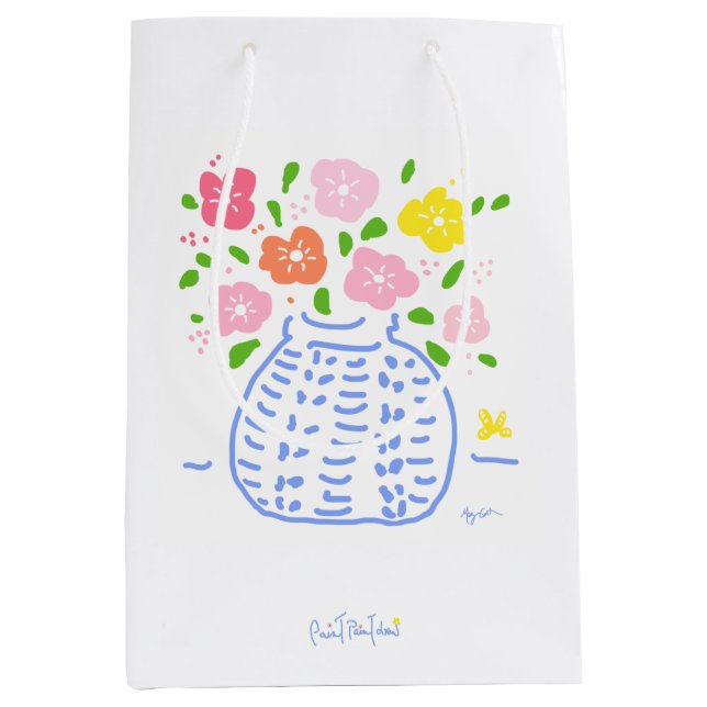 Pink and Blue Posy Vase Gift Bag (Front)