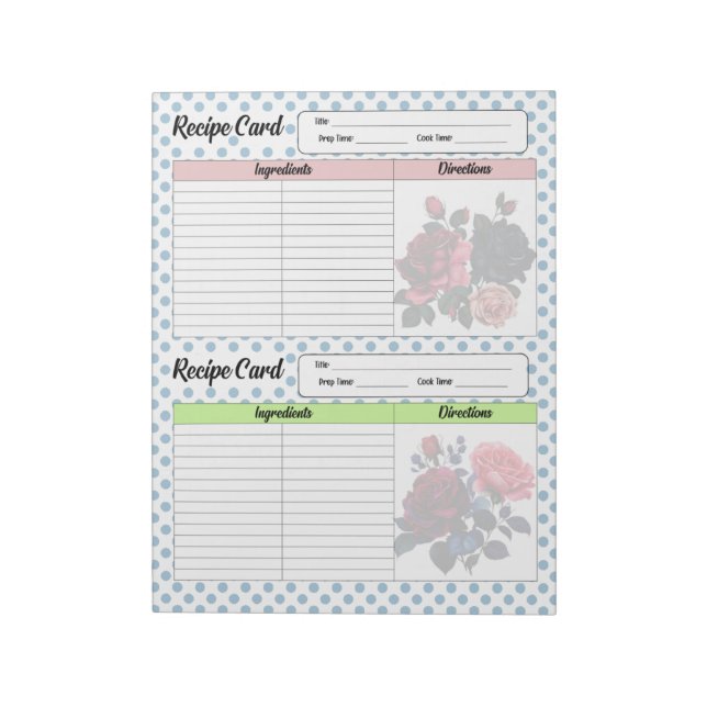 Pink and Blue Recipe  Notepad (Rotated)