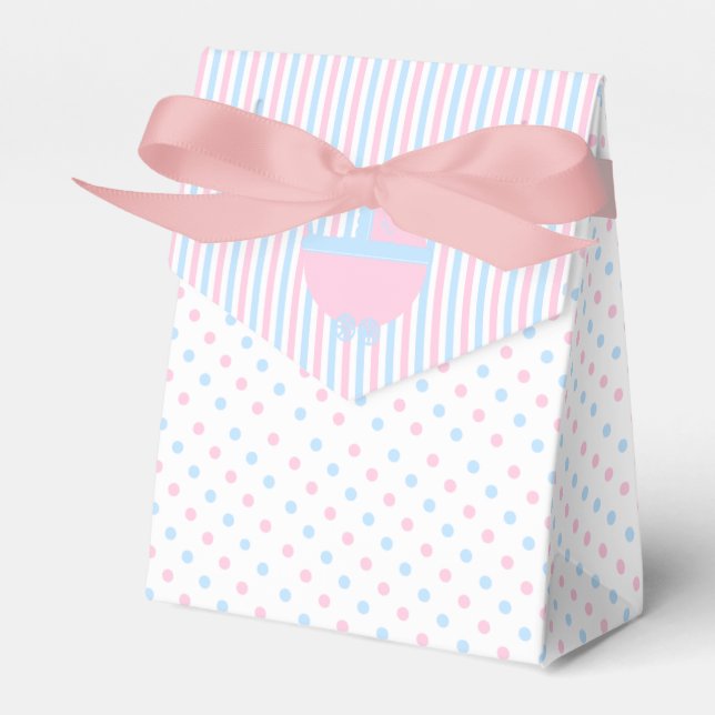 Pink and Blue Reveal Baby Shower Favour Box (Front Side)