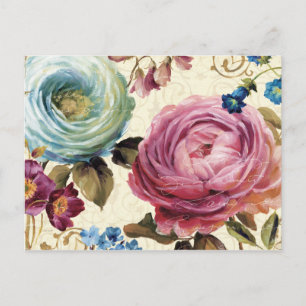 Pink and Blue Rose Postcard