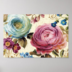 Pink and Blue Rose Poster