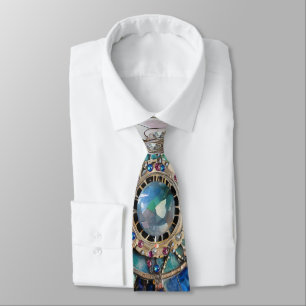 Pink and Blue Sapphires Diamonds Pearls Mandala Tie