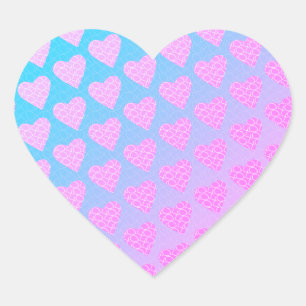 Pink and Blue Scribble Hearts Valentines Day  Heart Sticker