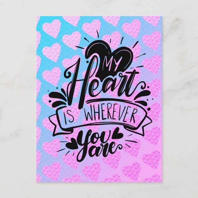 Pink and Blue Scribble Hearts Valentines Day    Postcard (Front)