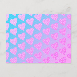Pink and Blue Scribble Hearts Valentines Day Postcard