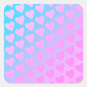 Pink and Blue Scribble Hearts Valentines Day Square Sticker