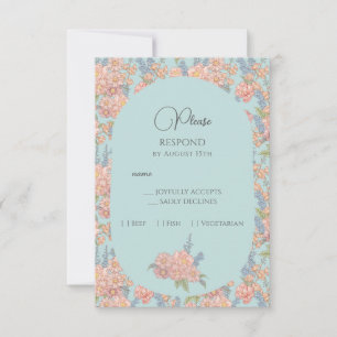 Pink and blue shabby chic RSVP card