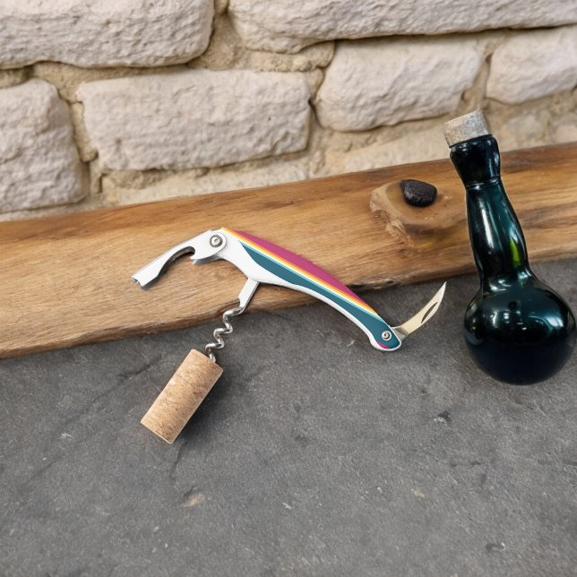 Pink and Blue Shades Stripe Corkscrew (Corkscrew Bottle Opener)