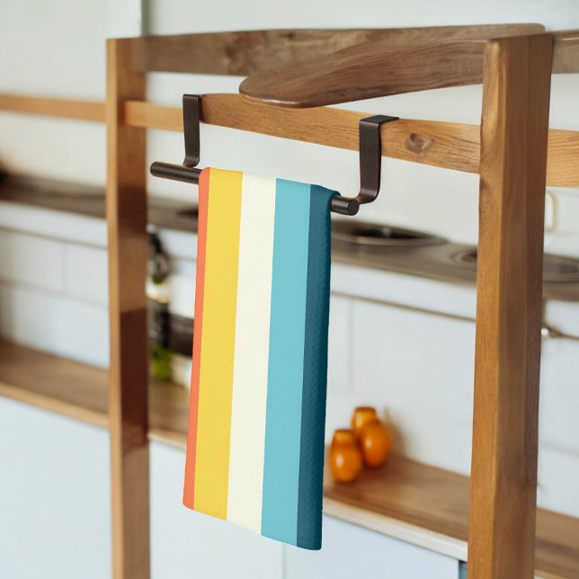 Pink and Blue Shades Stripe Tea Towel (Kitchen Towel)