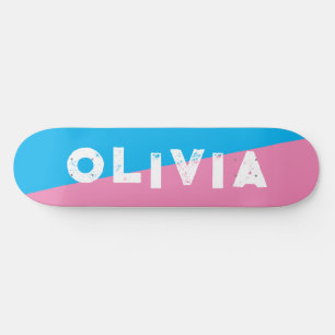 pink and blue skateboard retro split