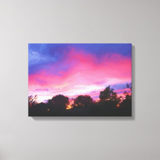 Pink and Blue Sky at Sunset Oil Painting Print