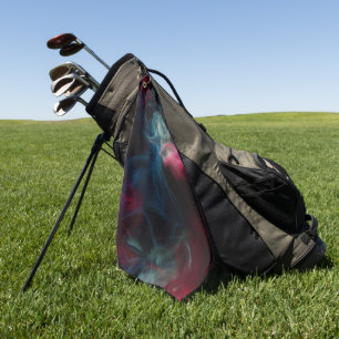 pink and blue smoke abstract golf towel