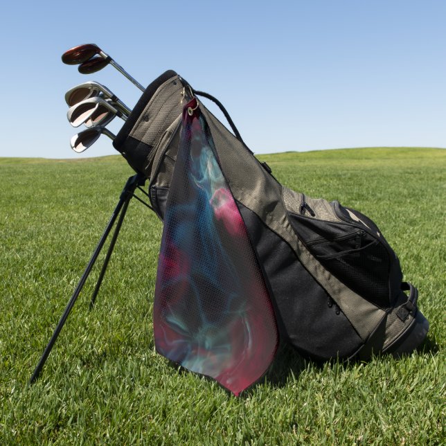 pink and blue smoke abstract golf towel (Green)