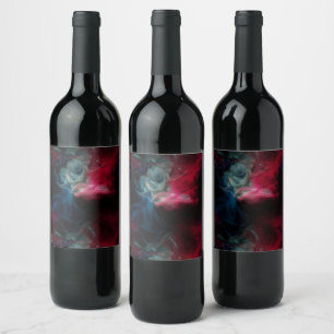 pink and blue smoke abstract wine label