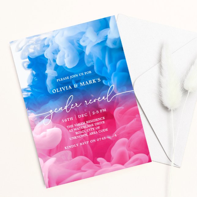 Pink and Blue Smoke Baby Gender Reveal Invitation (Creator Uploaded)