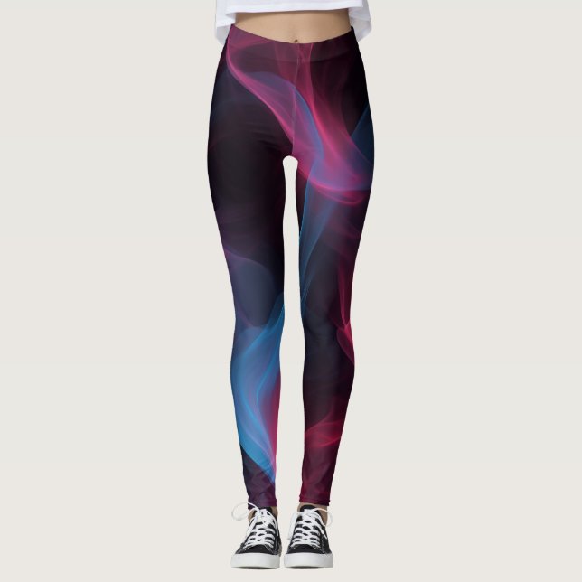 Pink and blue smoke swirl leggings (Front)
