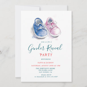 Pink and Blue sneakers Gender Reveal Party Invitation