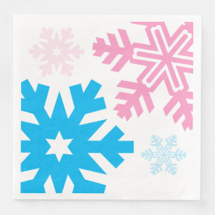 Pink And Blue Snowflakes elegant Napkin