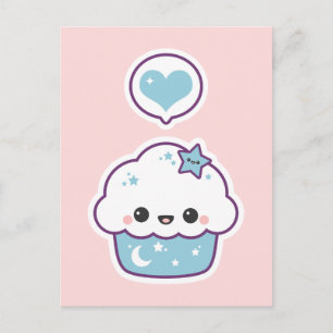 Pink and Blue Space Cake Postcard