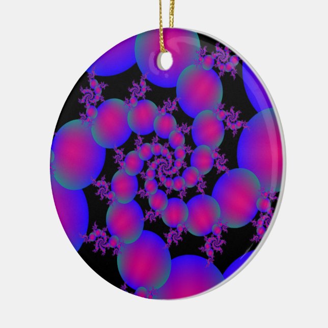 Pink and Blue Spiral Bubbles Ornament (Left)