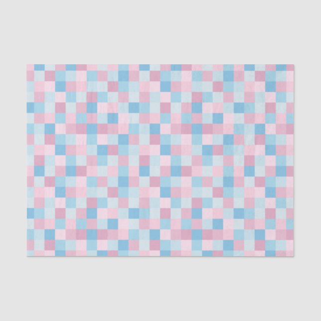 Pink and Blue Squares Tissue Paper (Front)