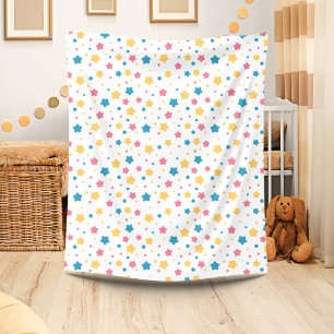 Pink and Blue Stars Pattern Fleece Blanket