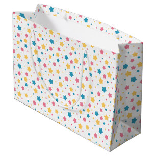 Pink and Blue Stars Pattern Large Gift Bag