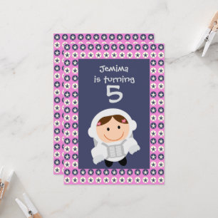 Pink and Blue Stars Spacegirl Birthday Party Invitation