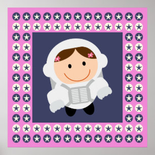 Pink and Blue Stars Spacegirl Poster