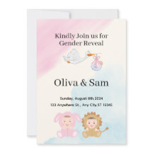 Pink and Blue Stork Gender Reveal Invitation