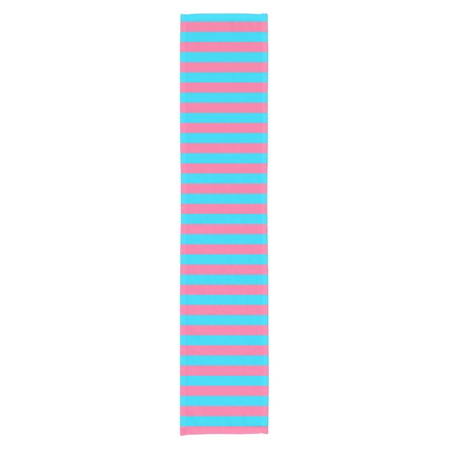 Pink and Blue Stripes Design Short Table Runner (Front)