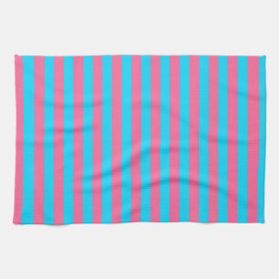 Pink and Blue Stripes Design Tea Towel