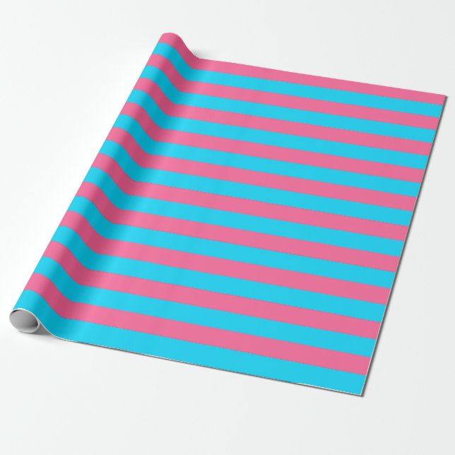 Pink and Blue Stripes Design Wrapping Paper (Unrolled)