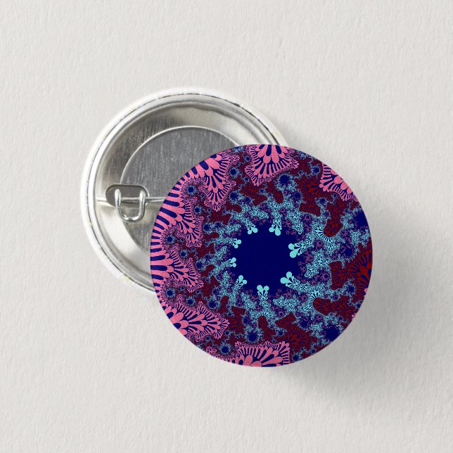 Pink and Blue Sunburst 3 Cm Round Badge (Front & Back)
