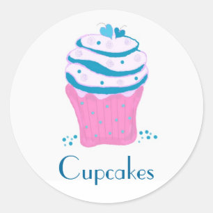 Pink and Blue Swirl Cupcakes Classic Round Sticker