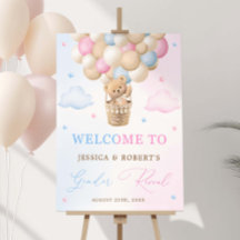 Pink and Blue Teddy Bear Gender Reveal Foam Board