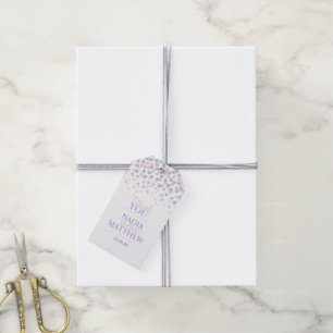 Pink and blue thank you named wedding gift tag