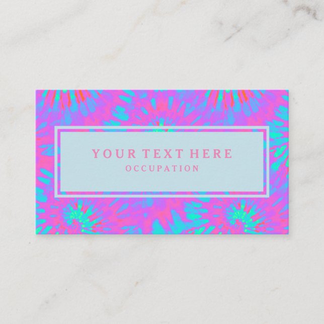 Pink and Blue Tie Dye Pattern and Your Text Business Card (Front)