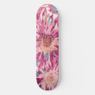 Pink And Blue Tie Dye Sunburst Skateboard