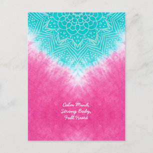 Pink and Blue Tie dye with Mandala Sway in Style Postcard