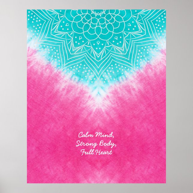 Pink and Blue Tie dye with Mandala Sway in Style Poster (Front)