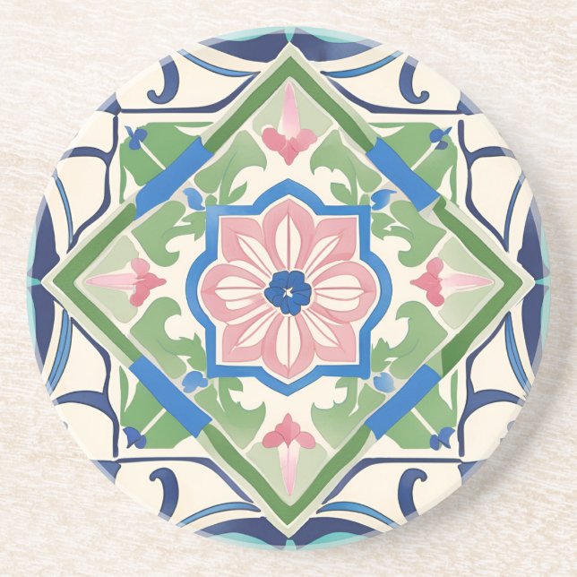 Pink and Blue Tile Coaster (Front)