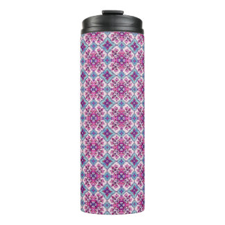 Pink and Blue Tile Design Thermal Tumbler
