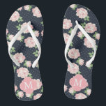 Pink and Blue Vintage Roses Monogrammed Jandals<br><div class="desc">Retro and chic vintage roses and polka dots pattern monogram.</div>