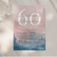 Pink and Blue watercolor 60th anniversary