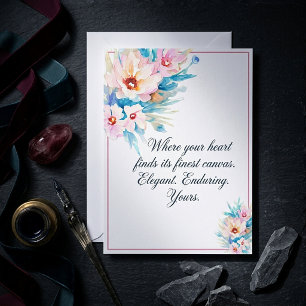 Pink and blue watercolor floral blank budget invitation