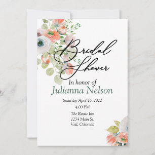 Pink and blue watercolor floral  invitation
