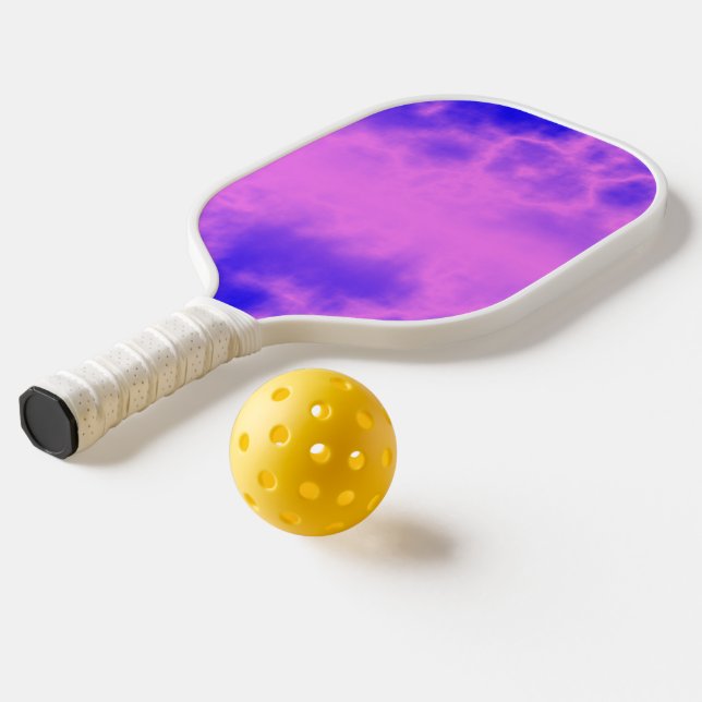 Pink and blue watercolor marble pattern pickleball paddle (Laydown 2)