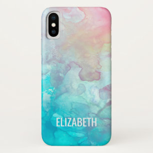 Pink and Blue Watercolor Mashup iPhone X Case